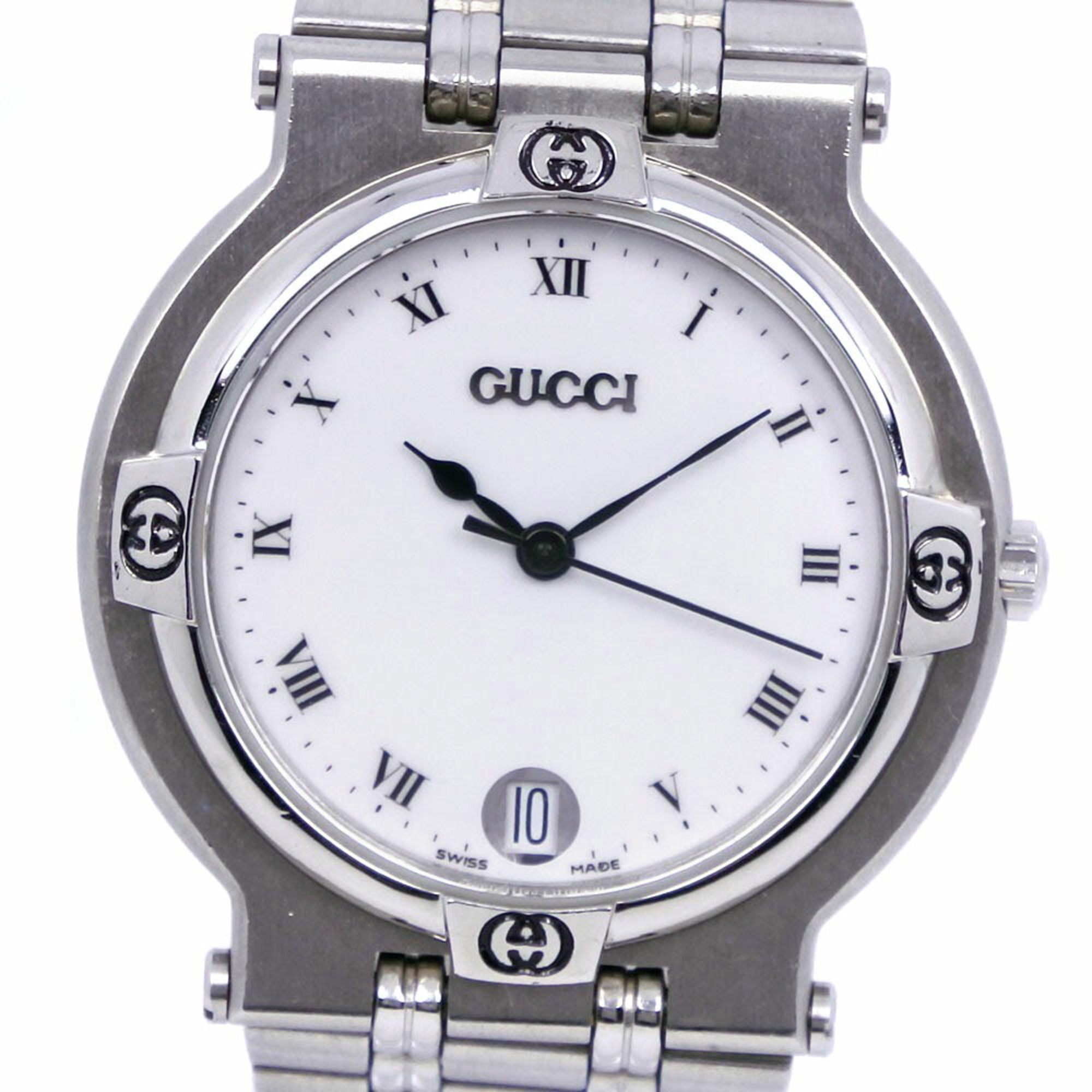 Gucci Gucci Watch 9100m Stainless Steel Silver Quartz Analog Display Men's Wh...